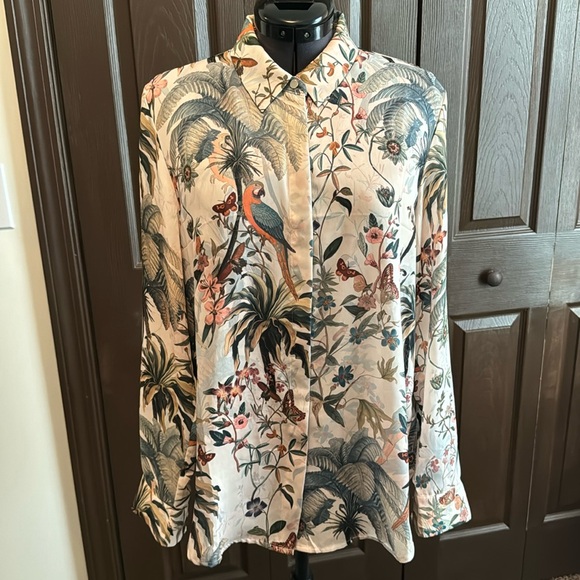 H&M B&W Check Soft Button Down Blouse main image 1